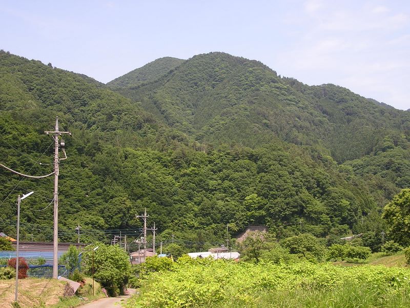 尾崎より、矢平山（奥の高い峰）を望む