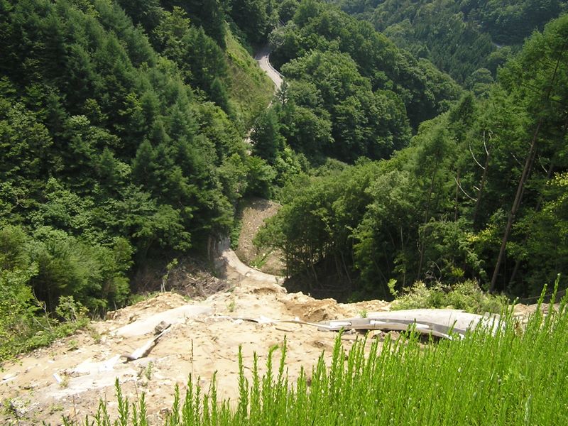 大蔵高丸・ハマイバ丸 -- 林道の崩落の痕