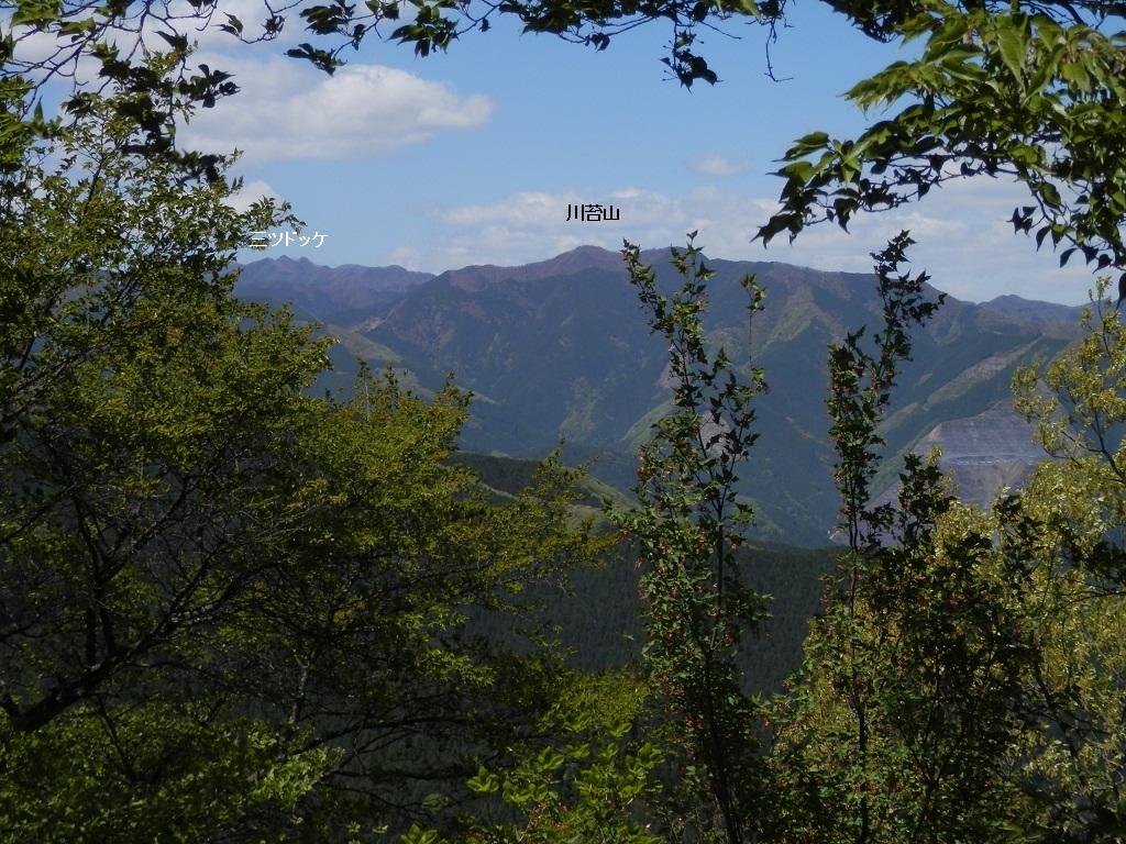 川苔山（中央）と三ツドッケ（左遠方）