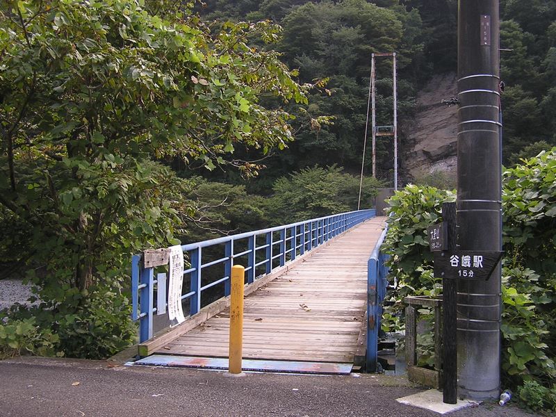 酒匂川に架かる吊橋