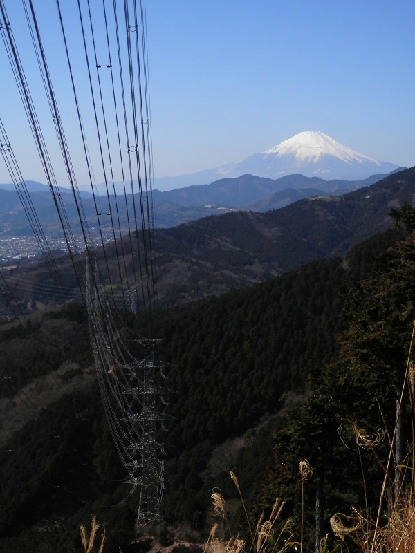 送電線と富士山と