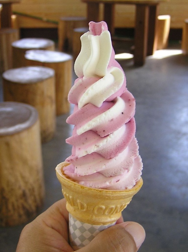 四阿山 -- ブルーベリー味のソフトクリーム