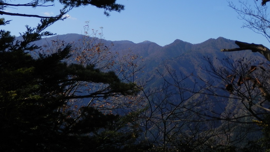 鍋嵐山頂より、丹沢山と丹沢三峰を望む