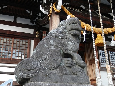 長津田十景:王子神社、右の狛犬親子