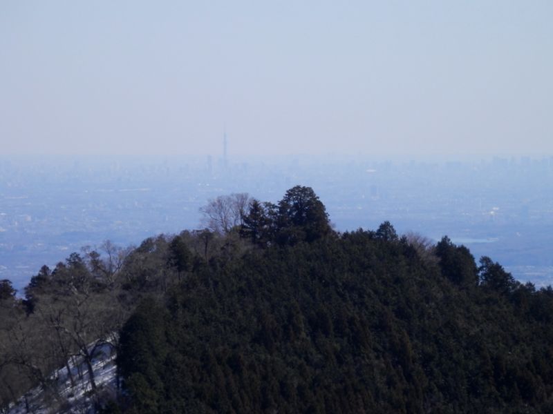 高水山の遠方に東京スカイツリー