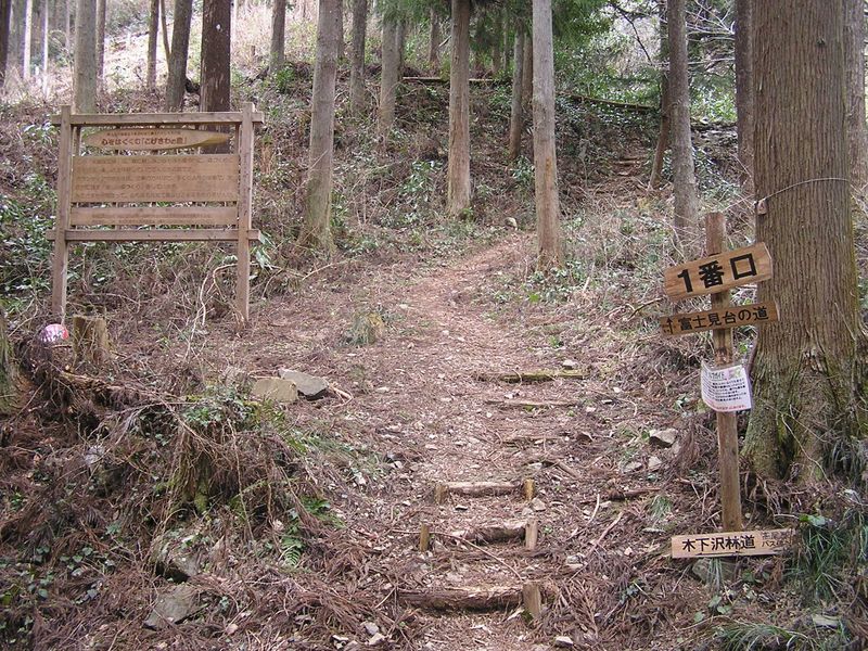 裏高尾 -- 富士見台への道を右に分ける
