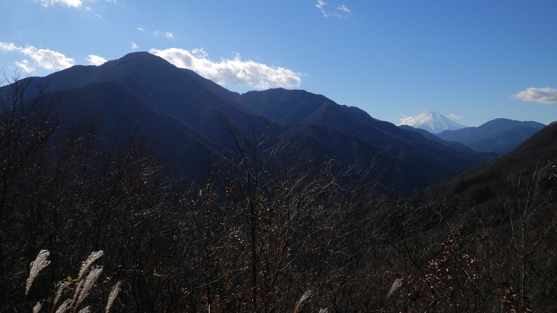 巌道峠から望む大室山と富士山